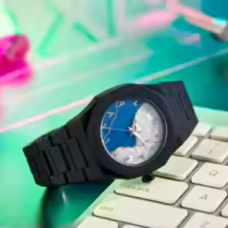 Aura watch 2025 New Arabic Aura Watch Silver  Dial @ navy bule Modern Creative Design  (Blue )