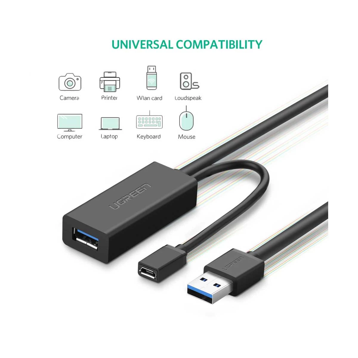 UGREEN US175 20826 USB 3.0 Male to Female 5 Meter Extension Cable