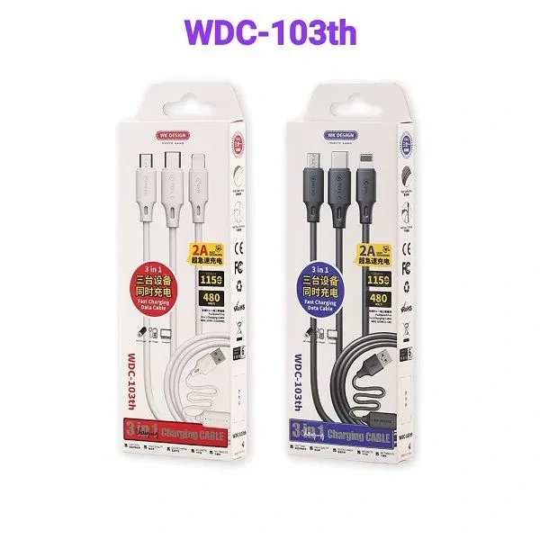 WK WDC-103th 3 In 1 Micro Lightning Type C 2A Max Fast Charging USB Cable