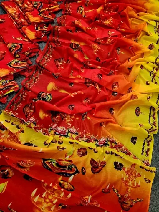 Chanderi Silk Floral Print Saree without Blouse, 5 Colours
