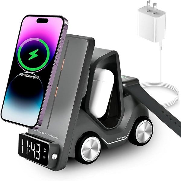 T20 Smart Desktop Wireless 5-in-1 Multi-Functional Truck Shape Charger Dock Station