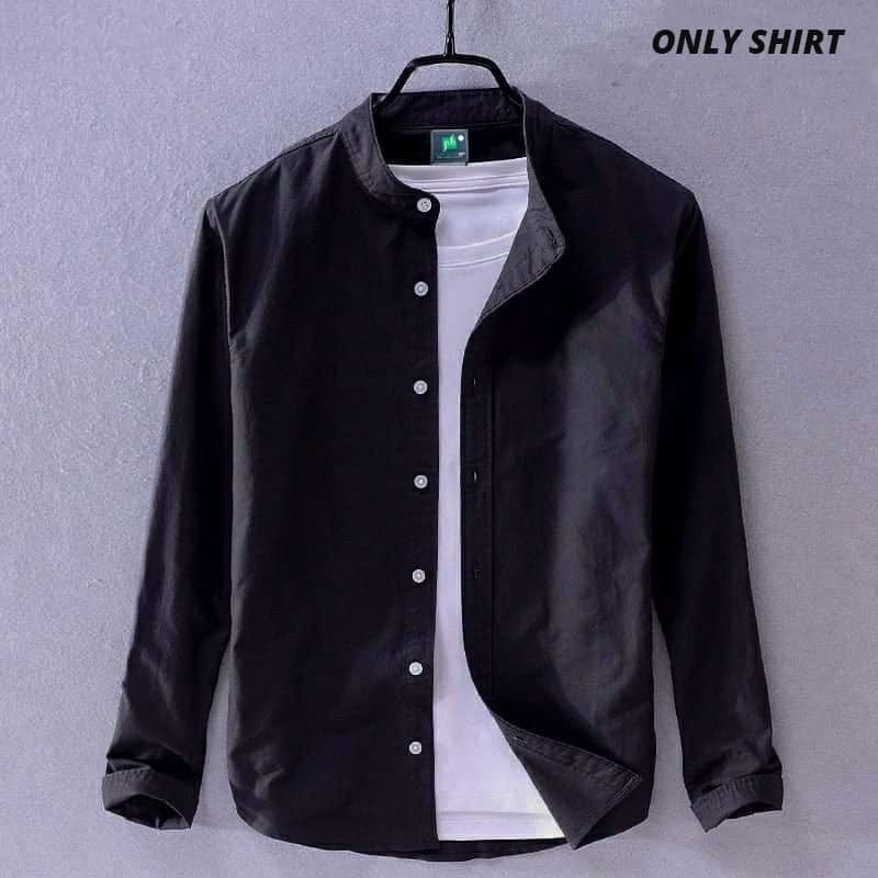 Men's Oxford Cotton Band Collar Shirt, 150+ GSM, 6 Colours