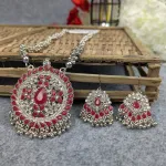 Antique Oxidized Necklace & Earrings Set – (Multiple Colors Available)