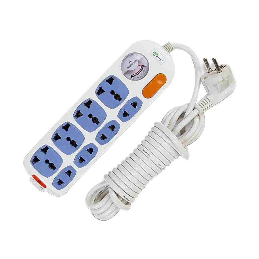 Many MTS-204 2 Pin 8 Port Power Strip 5 Meter White