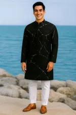 Men's Micro Fabric Panjabi with Colour-Matched Buttons