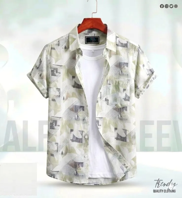 Men's Half Sleeve Digital Print Shirt, Fancy Cotton, S to XL