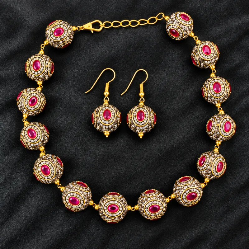 Premium Antique Turkish Ball Necklace Set
