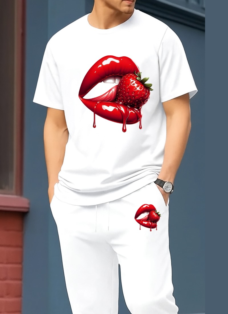 Men's DTF Print Cotton T-Shirt and Trouser Combo, 6 Colours