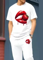 Men's DTF Print Cotton T-Shirt and Trouser Combo, 6 Colours