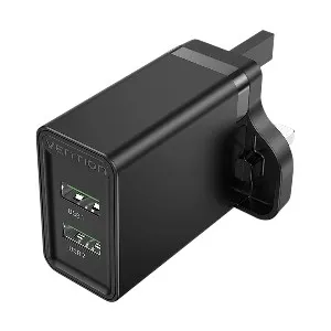 Vention FBAB0-UK 2-Port USB 18W Black Charger
