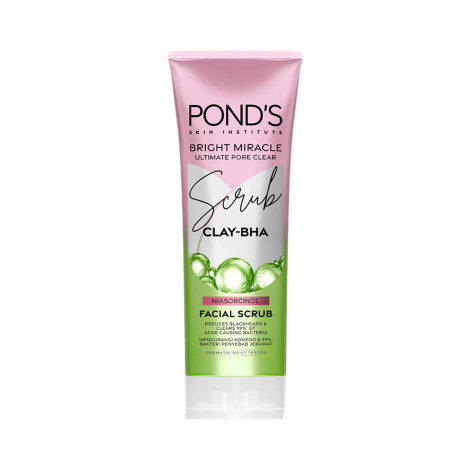 Pond's Bright Ultimate Miracle Pore Clear Clay Bha Facial Scrub 100g (Indonesia)