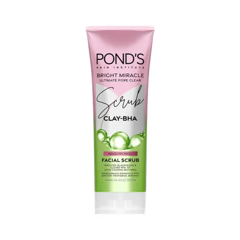 Pond's Bright Ultimate Miracle Pore Clear Clay Bha Facial Scrub 100g (Indonesia)
