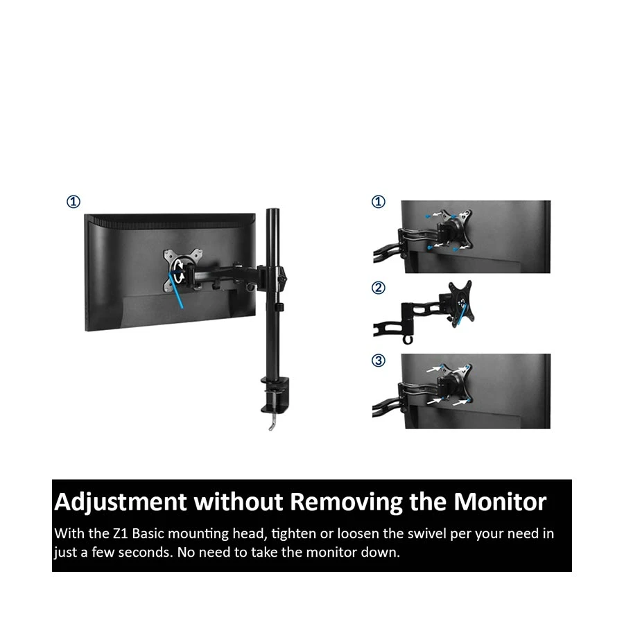 Arctic Z1 Basic 17-34 Inch Single Arm Monitor Desk Mount Black