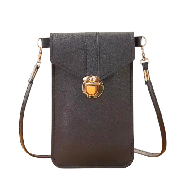 Women's PU Leather Phone Holder With Neck Strap Wallets Touch Screen Bags