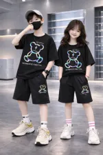 Kids' Pure Cotton Drop Shoulder Set, Pant with Side Pockets