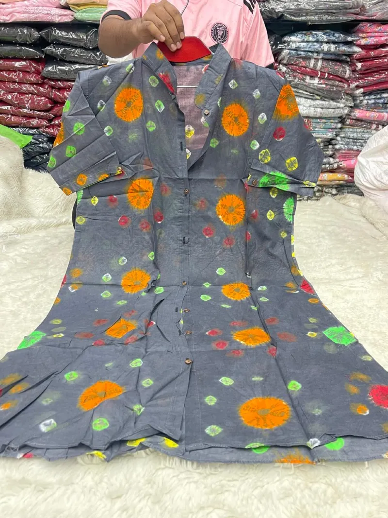 Women's Batik Kurti in Voile, Free Size, 42 Inch Long