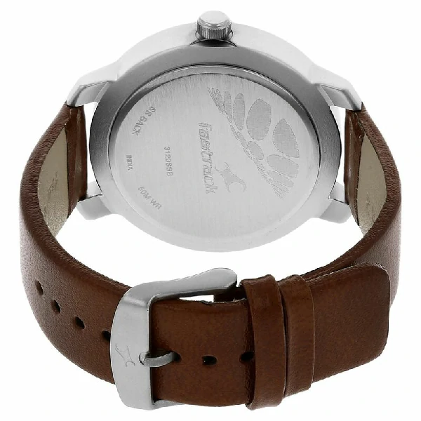 Fastrack NS3120SL01 Quartz Analog White Dial Leather Strap Watch