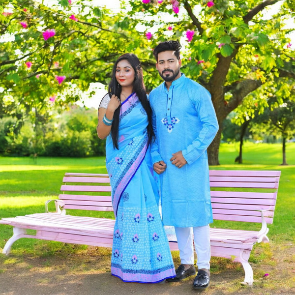 New Exclusive Dhupian Silk Saree & Punjabi Couple Dress