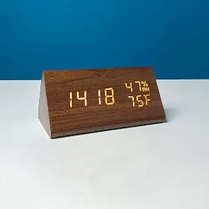 Triangle Wooden Style Digital LED Clock