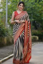 Digital Print Silk Saree with 1 Gaj Matching Blouse Piece