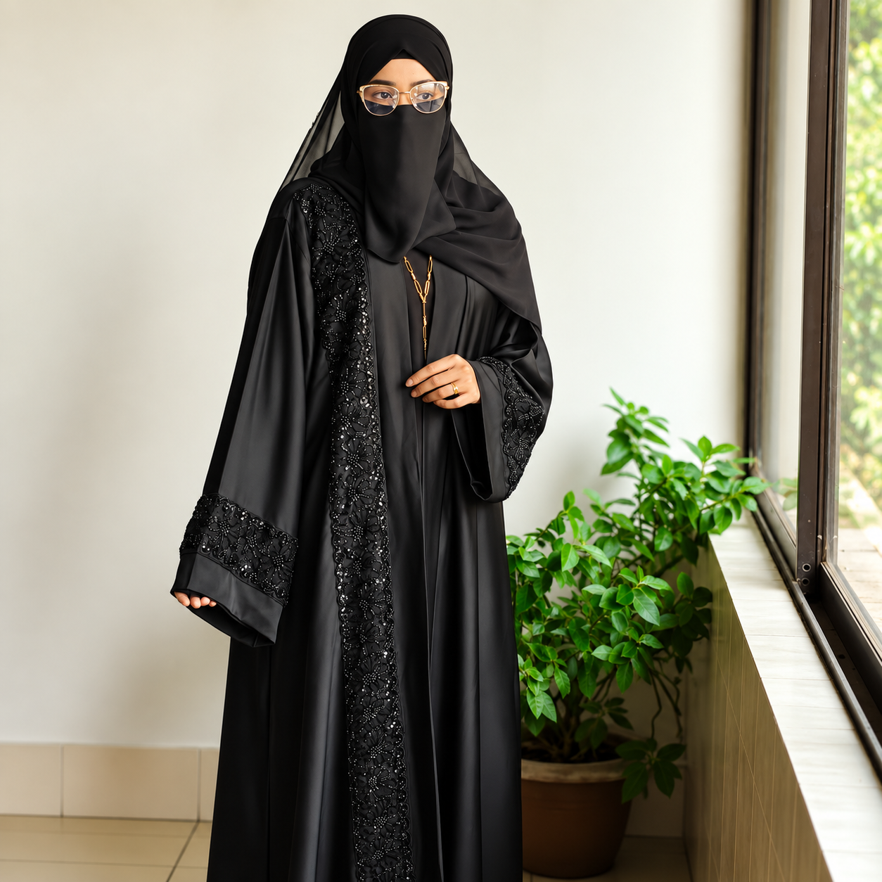 Elegant Karchupi Detail Burqa