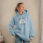 Premium Comfortable Printed Ladies Winter Hoodie ( Lite Blue )