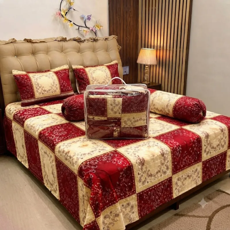 Comforter Bedding Set with Bolster Cover and Bag, Pure Twill Cotton
