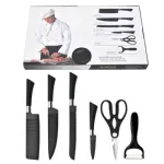 6 Piece Kitchen Knife Set with Scissor and Non-Stick Coated Blades