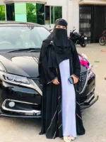Lace Abaya Three-Piece Set, Inner, Koti and Hijab