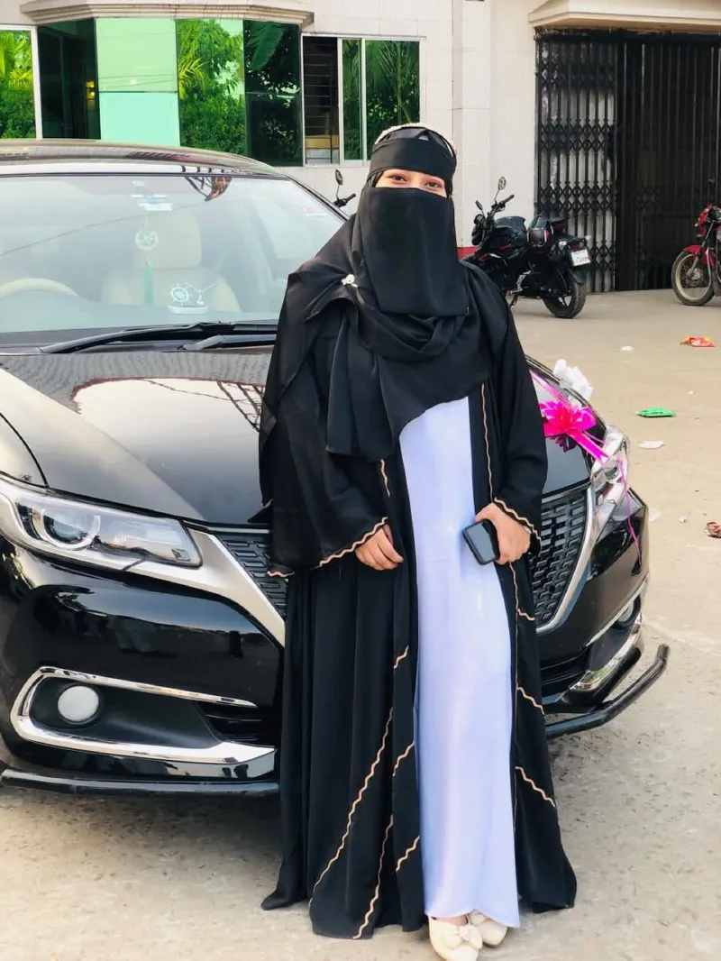 Lace Abaya Three-Piece Set, Inner, Koti and Hijab