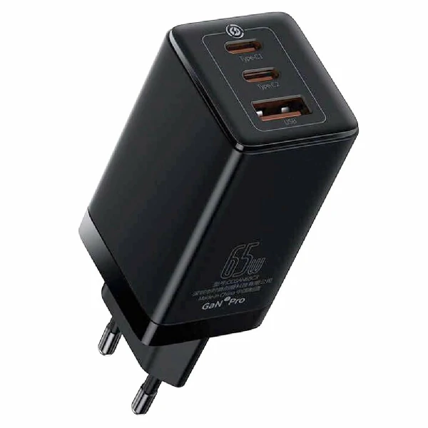 BASEUS GaN3 Pro Fast Charger 65W with Type-C + USB A (CCGAN65E3)