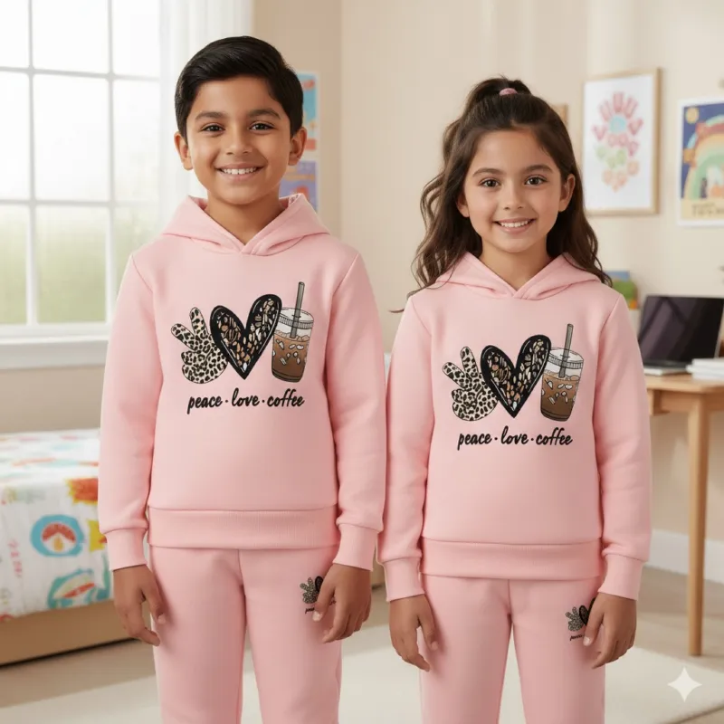 Kids DTF Print Hoodie and Pant Set, 6 Colours, 1 to 10 Years