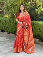 Silk Katan Saree with Golden Thread and Zari Work, 12 Haath