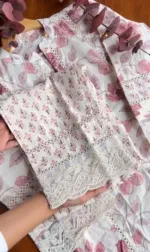 Full Body Embroidery Pure Cotton Three Piece, Sizes M to XXL