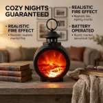LED Flame Effect Lantern Lamp – Battery & USB Powered Warm Night Light