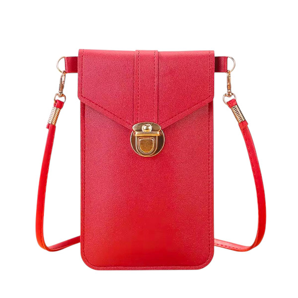 Women's PU Leather Phone Holder With Neck Strap Wallets Touch Screen Bags