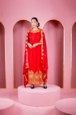 Women's Unstitched Georgette Embroidered Party Dress, 54 Inch Body