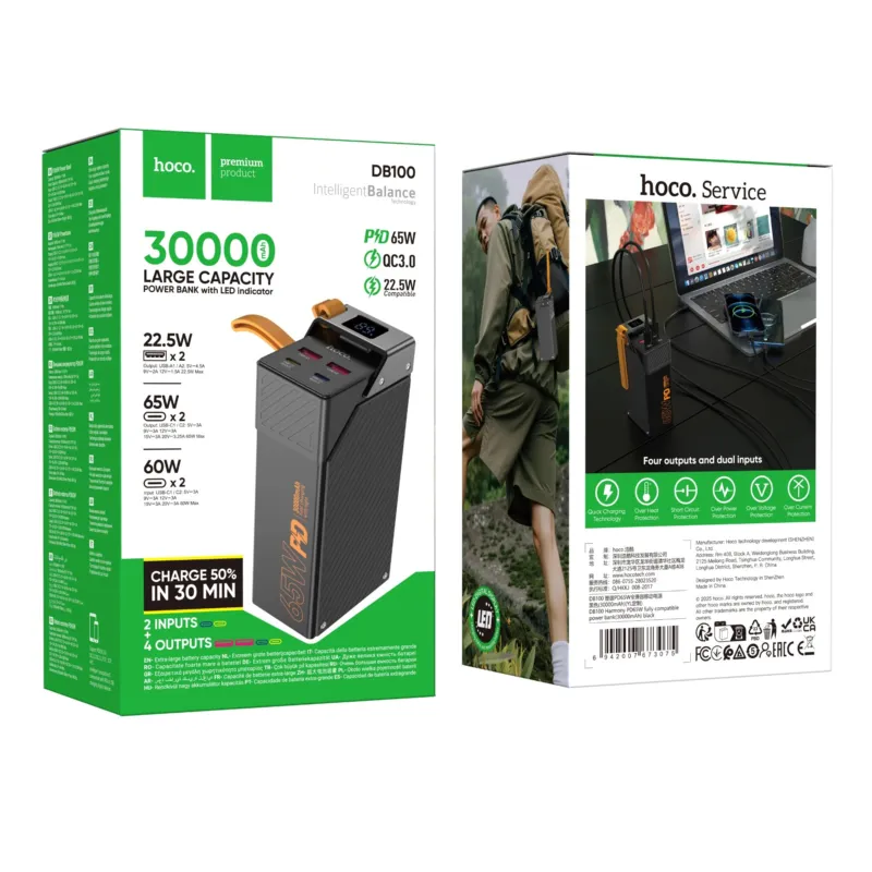 Hoco DB100 Harmony 30000mAh 65W Fast Charging Power Bank