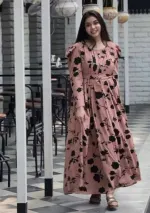Women's Screen Print Silk Pori Gown, Lengths 51 to 56 Inch