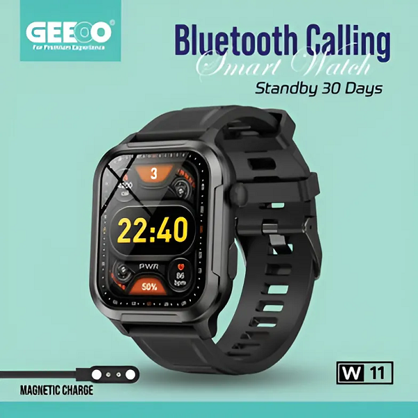 Geeoo W11 Bluetooth Calling Smart watch – Black