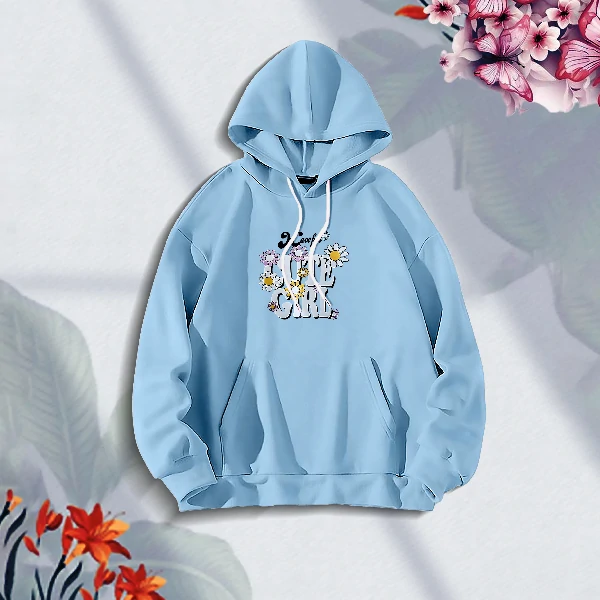 Premium Comfortable Stylish (Cute Girl-Sky Blue) Ladies winter hoodie