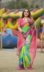 Chanduri Soft Silk Saree with Body Digital Print and Tassels