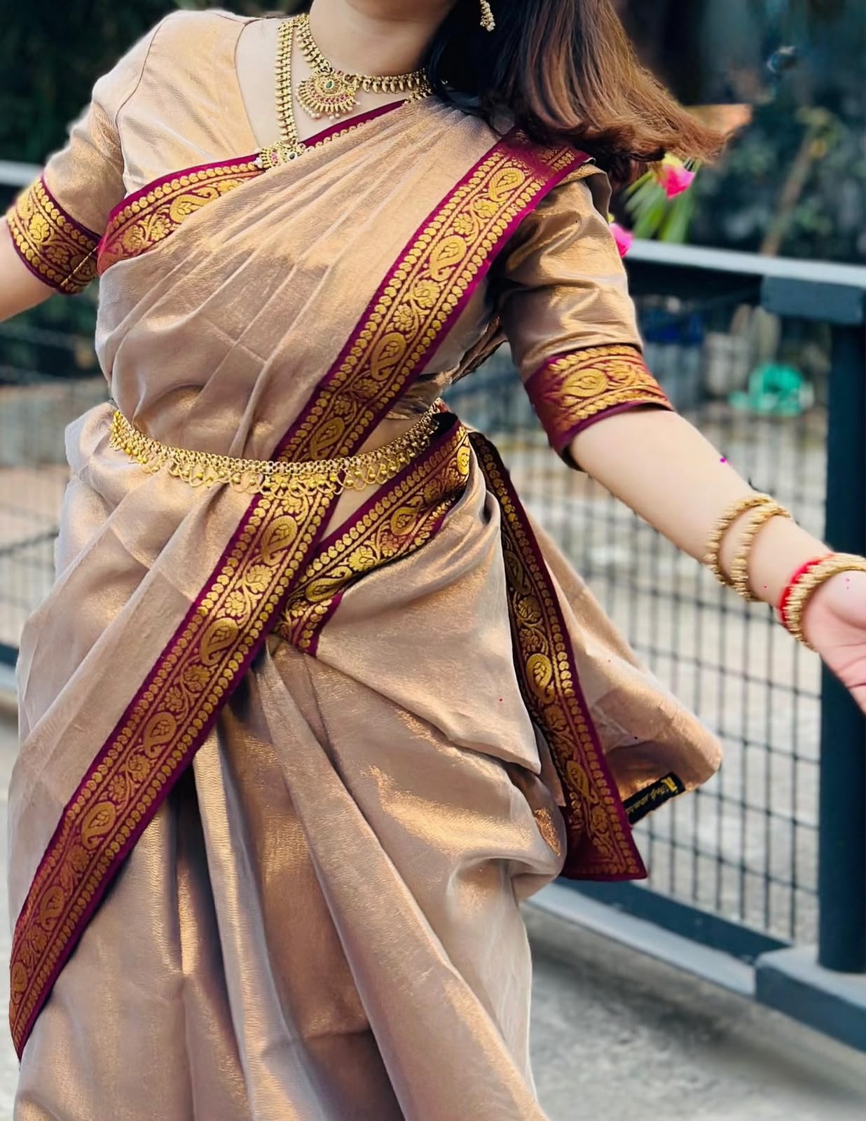Lama Silk Saree with Running Blouse Piece, 12 Haath