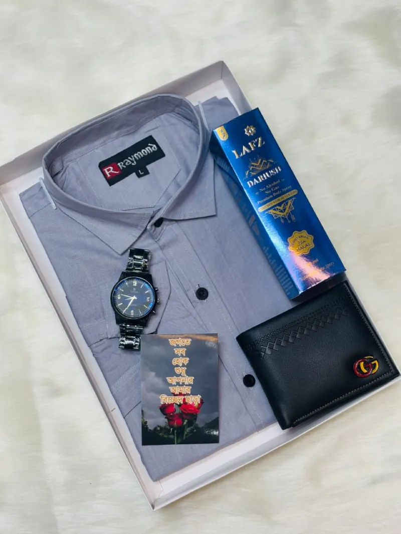 Men's Pure Cotton Shirt Combo Set, 6 Colour Choices