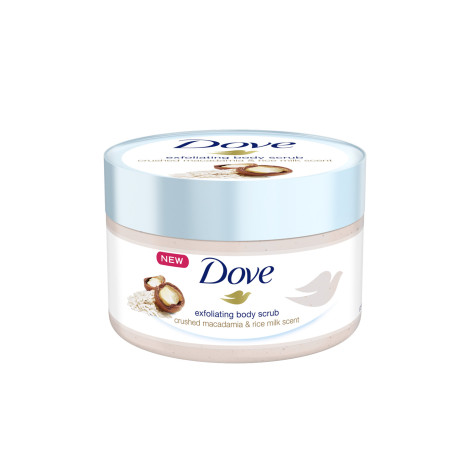 Dove Crushed Macadamia & Rice Milk Scent Exfoliating Body Scrub 225ml (Germany)