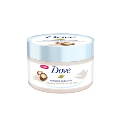 Dove Crushed Macadamia & Rice Milk Scent Exfoliating Body Scrub 225ml (Germany)
