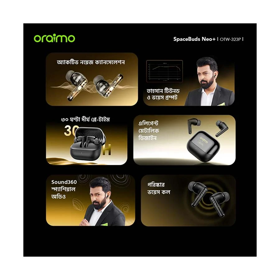 Oraimo Spacebuds Neo+ ANC Speed Black TWS Bluetooth Earbuds