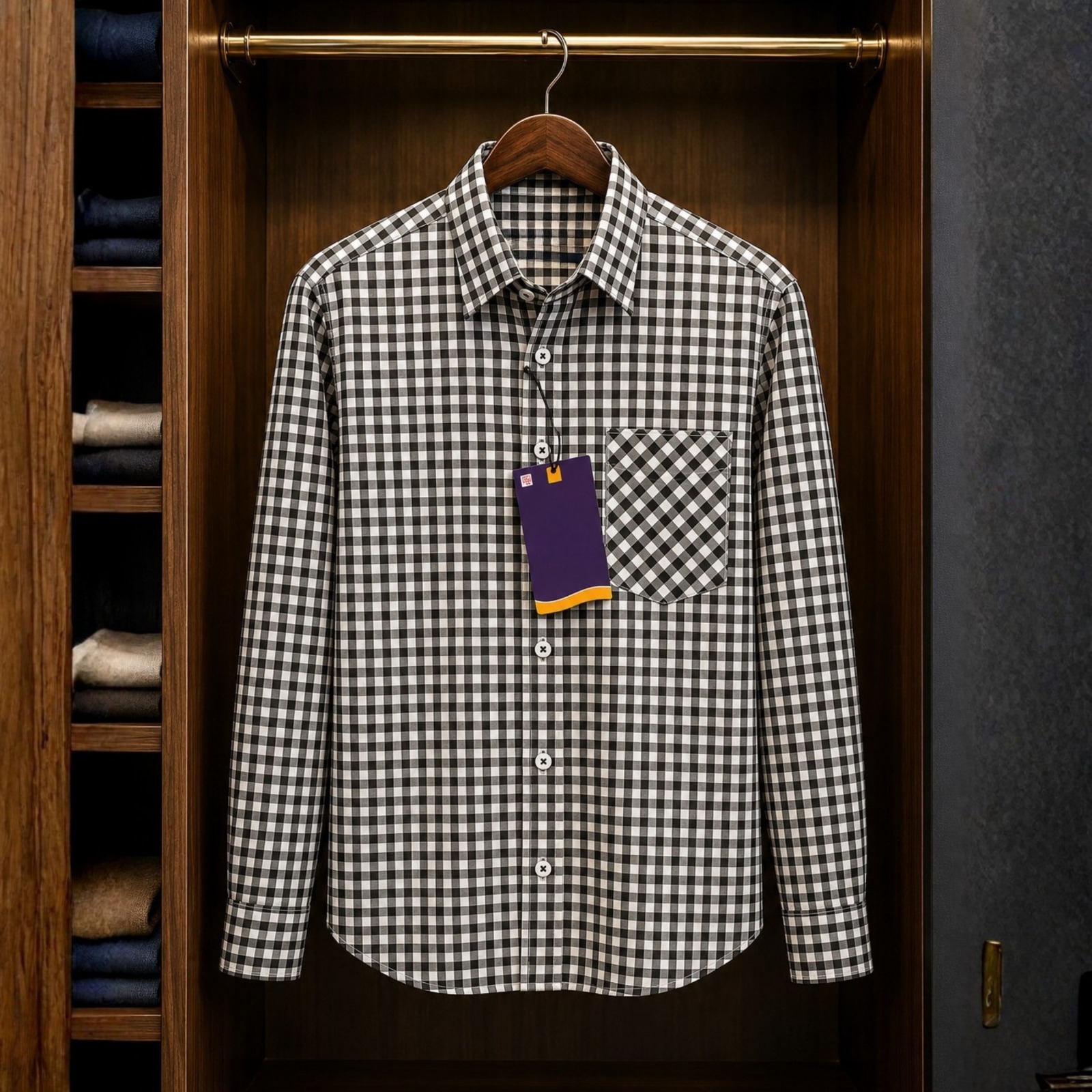 Men's Formal Check Shirt in Oxford Cotton, Collar 15 to 16.5