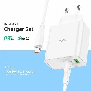 Hoco PD65W Type-C+USB QC3.0 Fast Charger (C113A)