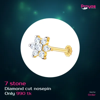 Diamond Cut Radium Zirconia 7 Stone Round Nose Pin (With gift box)